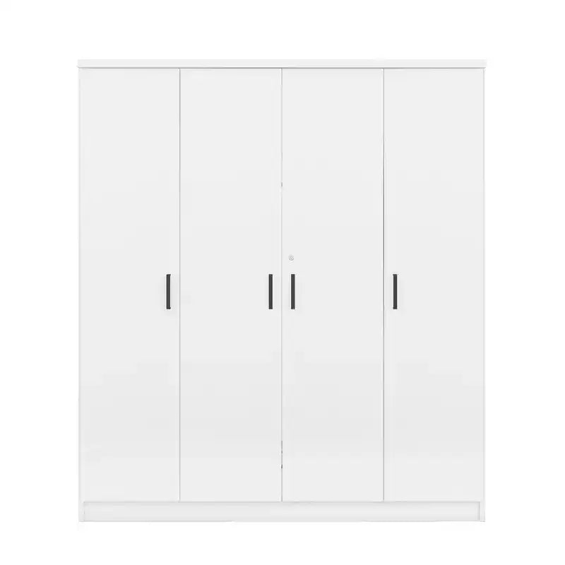Armoire 4 portes en bois avec tringle, 1 tiroir et étagères de rangement
