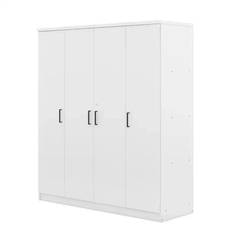 Armoire 4 portes en bois avec tringle, 1 tiroir et étagères de rangement