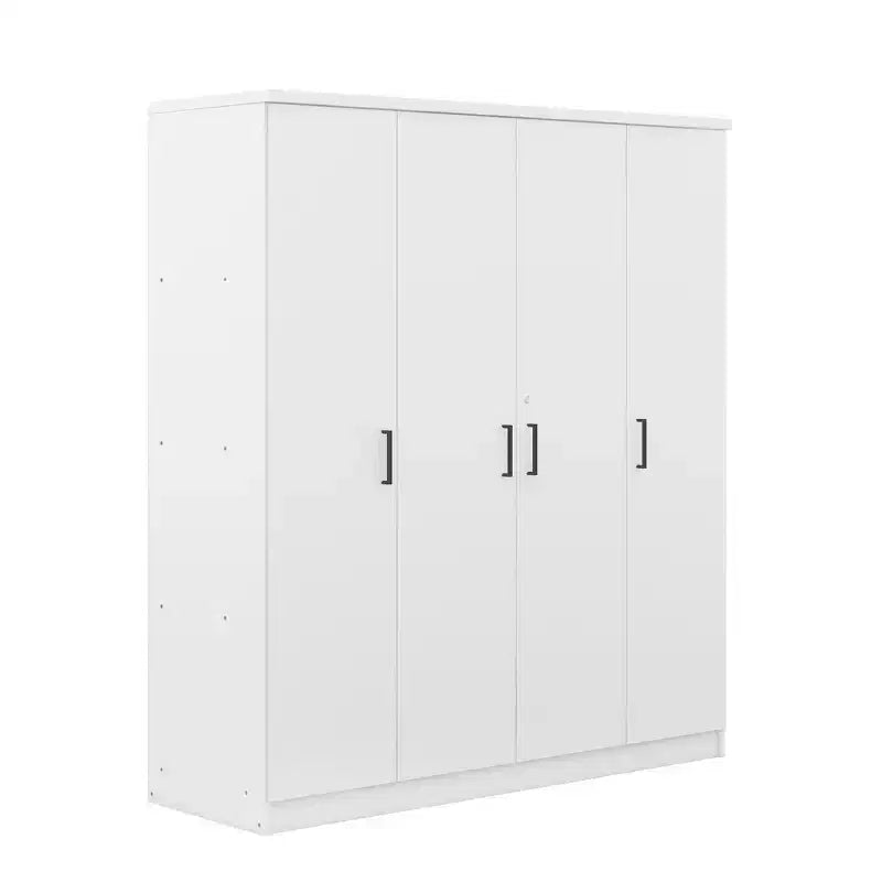 Armoire 4 portes en bois avec tringle, 1 tiroir et étagères de rangement
