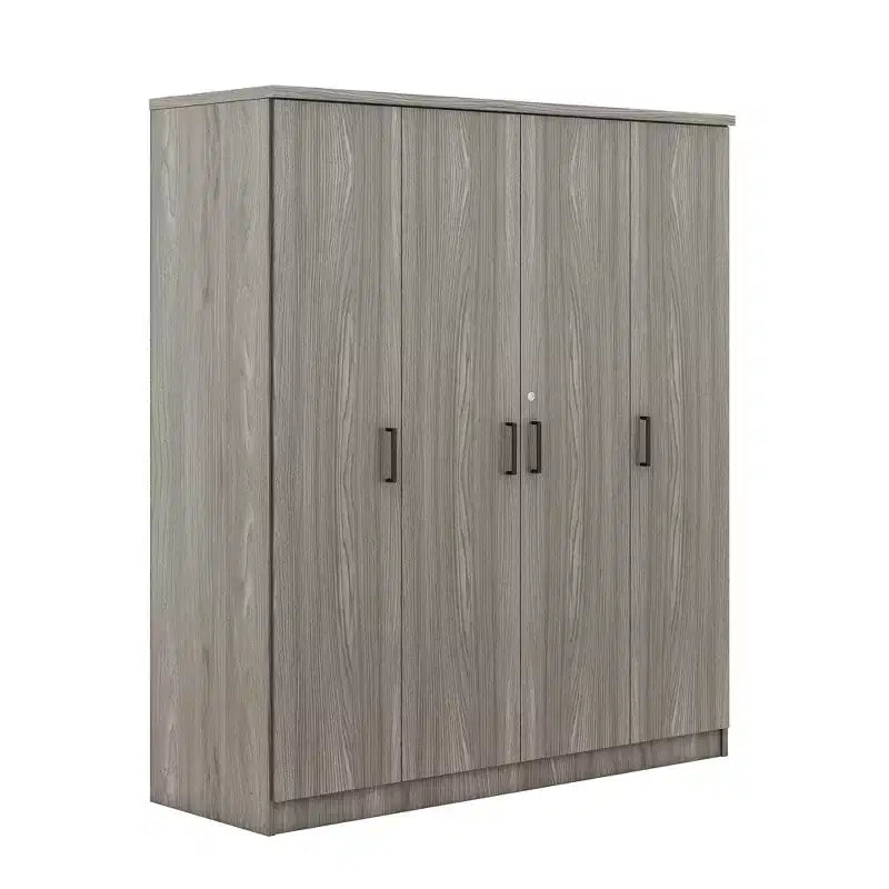 Armoire 4 portes en bois avec tringle, 1 tiroir et étagères de rangement