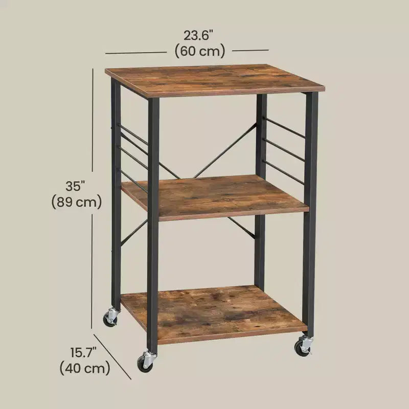 Étagère de cuisine à roulettes, Desserte de service à 3 niveaux, Chariot de cuisine, Étagère pour micro-ondes, pour Mini Four, Grille-pain, avec 6 Crochets