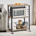 Étagère de cuisine à roulettes, Desserte de service à 3 niveaux, Chariot de cuisine, Étagère pour micro-ondes, pour Mini Four, Grille-pain, avec 6 Crochets
