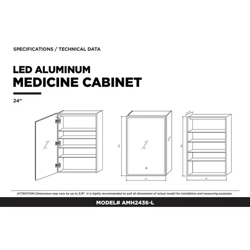 Armoire à pharmacie miroir sans cadre avec éclairage LED