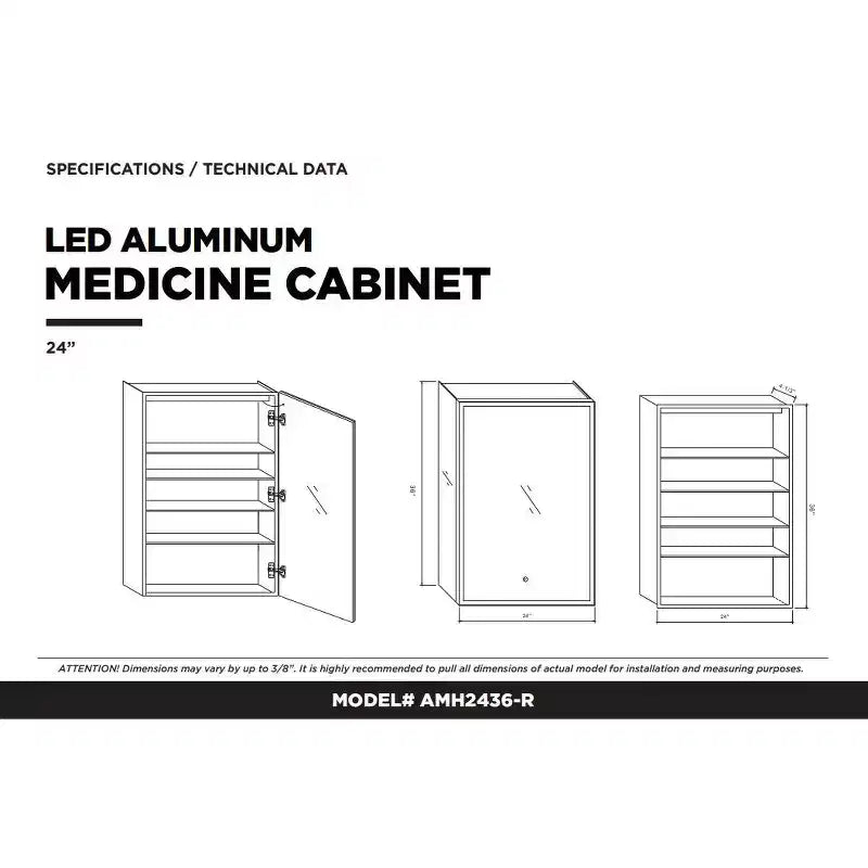 Armoire à pharmacie miroir sans cadre avec éclairage LED
