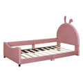 Pink Twin Size Upholstered Daybed with Rabbit Ear Designed Headboard