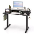 Costway 48x 24 Electric Standing Desk with 2 Drawers Monitor Stand Storage Shelf Brown/Black/White
