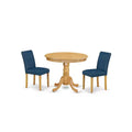 HomeStock Anab3 Oak 55 Piece Rounded 36 Inch Dinette Table And Two Parson Chair