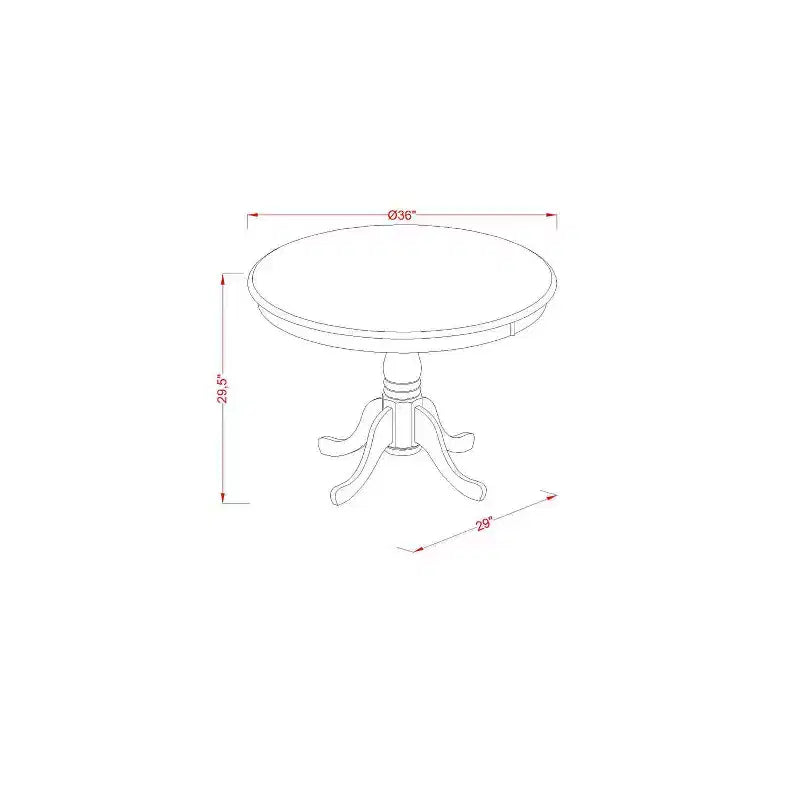 Table à dînette ronde en chêne de 36 pouces, 55 pièces, et deux chaises Parson