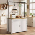 42 Kitchen Island with Storage, Heavy-Duty Multi-Functional Kitchen Cart with 30mm Thick Countertop, 2-Tier Shelves 5 Hooks