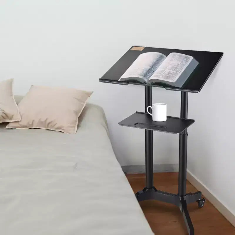 Pupitre roulant portable, bureau mobile pour ordinateur portable, lutrin de présentation, bureau