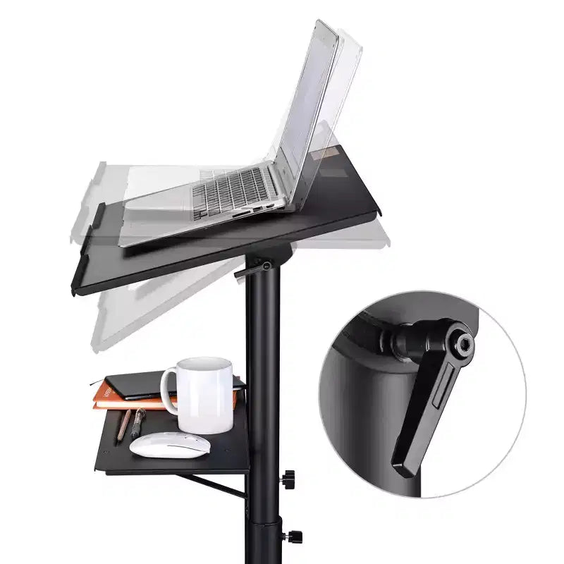 Pupitre roulant portable, bureau mobile pour ordinateur portable, lutrin de présentation, bureau