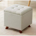 Ornavo Home Linen Tufted Square Storage Ottoman - 15 Inch
