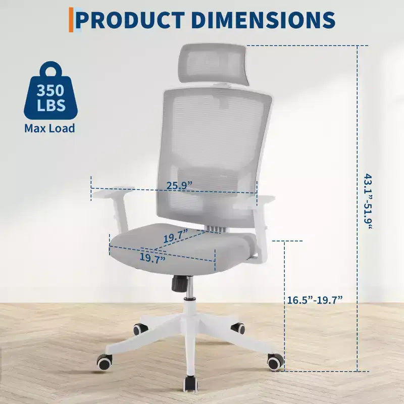 Fauteuil de bureau ergonomique inclinable - Chaise de bureau à dossier haut en maille avec appui-tête réglable, support lombaire complet, chaise de bureau à domicile, chaise de gaming