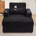MAYEERTY Modern Style Armhair 42.5 Chaise Lounge Sofa with Movable Storage Ottoman Ports Two Cup Holders Side Pockets for Living Room Black