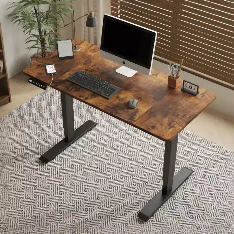 Bureau debout réglable en hauteur, table de travail assis-debout, table d'appoint pour bureau à domicile, relevable, marron, 48*24*45