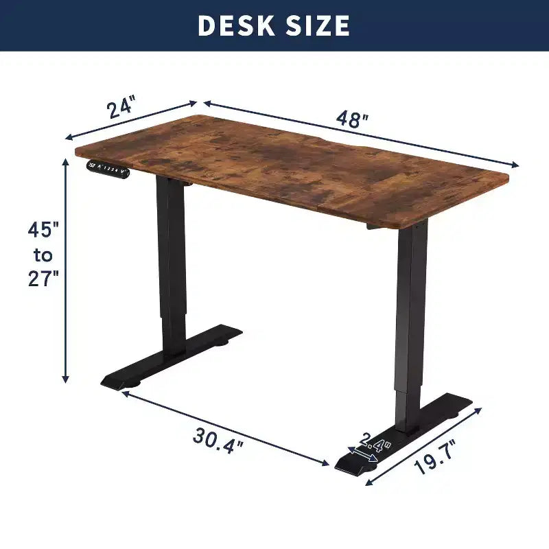 Bureau debout réglable en hauteur, table de travail assis-debout, table d'appoint pour bureau à domicile, relevable, marron, 48*24*45