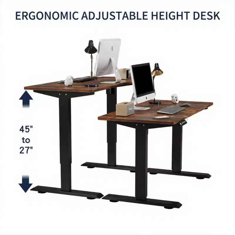 Bureau debout réglable en hauteur, table de travail assis-debout, table d'appoint pour bureau à domicile, relevable, marron, 48*24*45