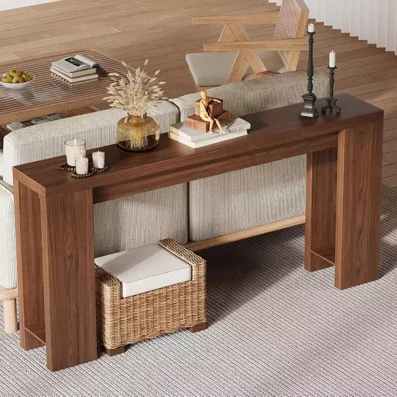 70,9 Table console de ferme rustique, table d'appoint en bois finition chêne pour entrée, salon, couloir, hall d'entrée, montage facile