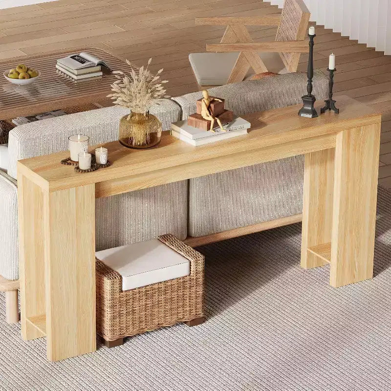 70,9 Table console de ferme rustique, table d'appoint en bois finition chêne pour entrée, salon, couloir, hall d'entrée, montage facile