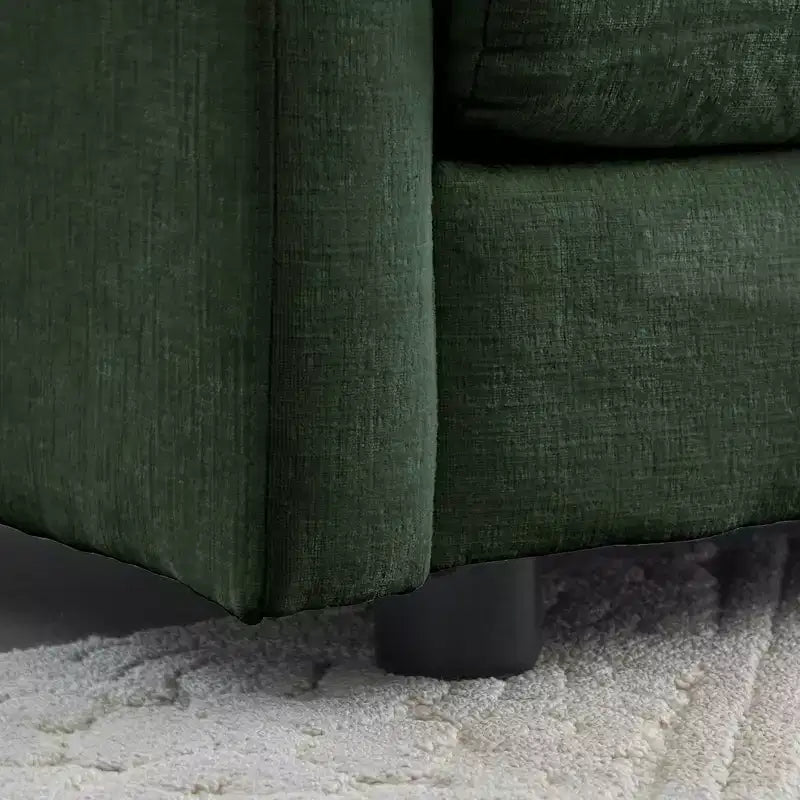 Canapé moderne du milieu du siècle à 3 places avec 2 accoudoirs et 3 coussins décoratifs pour salon et chambre à coucher vert