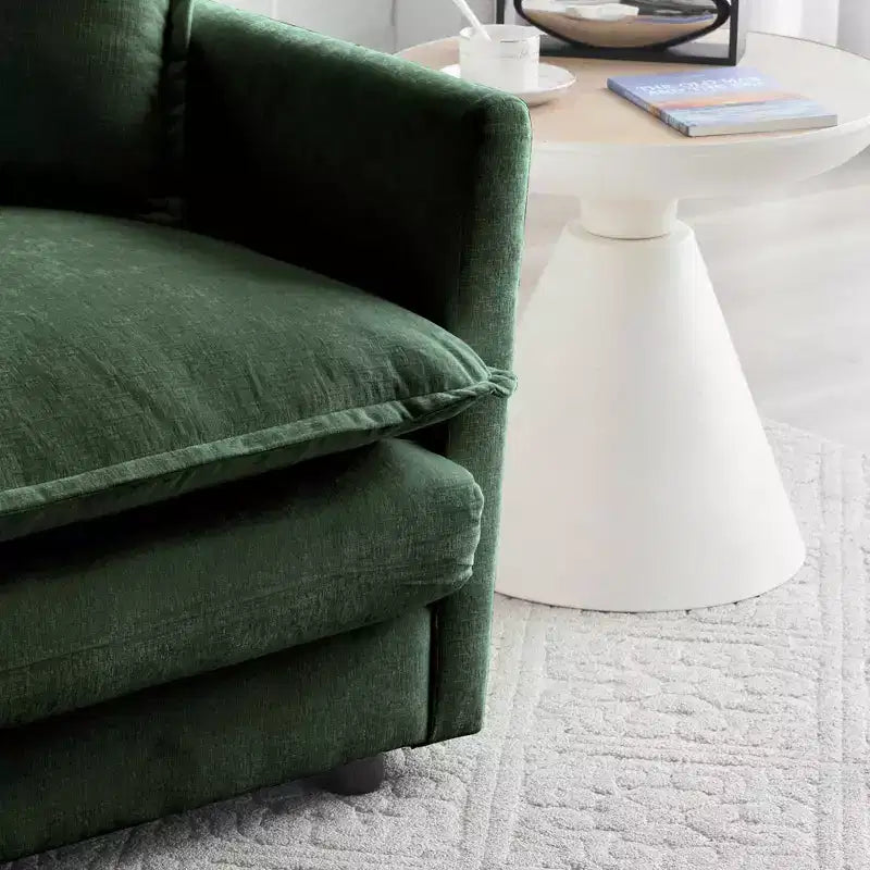 Canapé moderne du milieu du siècle à 3 places avec 2 accoudoirs et 3 coussins décoratifs pour salon et chambre à coucher vert