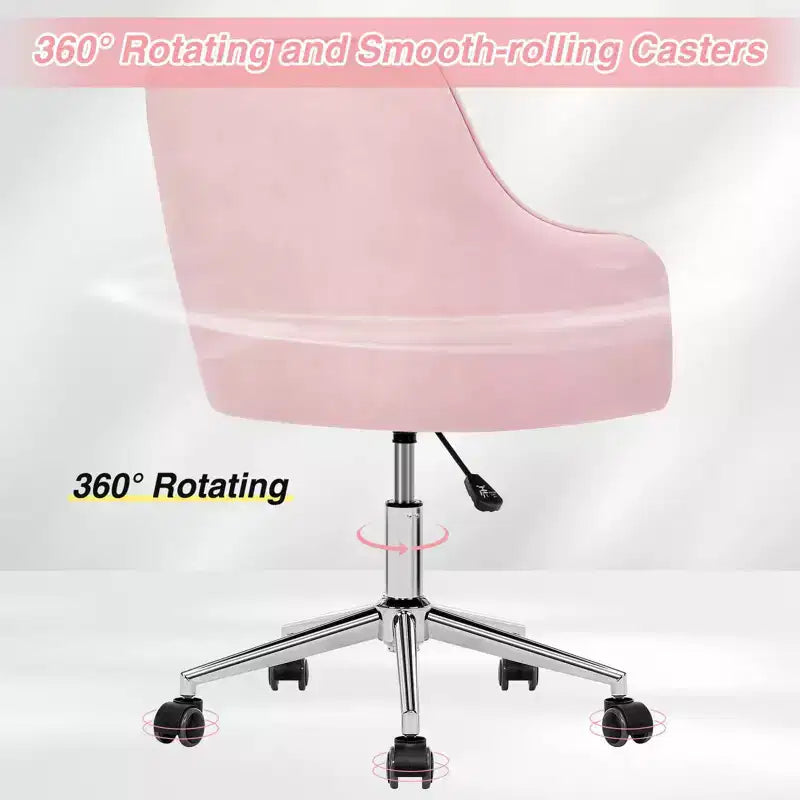 Fauteuil de bureau en velours avec pivot, hauteur réglable et roulettes fluides – Élégant et confortable pour le bureau à domicile, la coiffeuse et les dortoirs