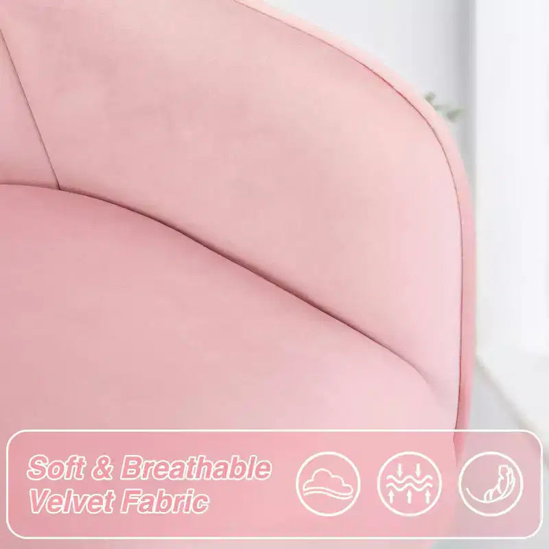 Fauteuil de bureau en velours avec pivot, hauteur réglable et roulettes fluides – Élégant et confortable pour le bureau à domicile, la coiffeuse et les dortoirs