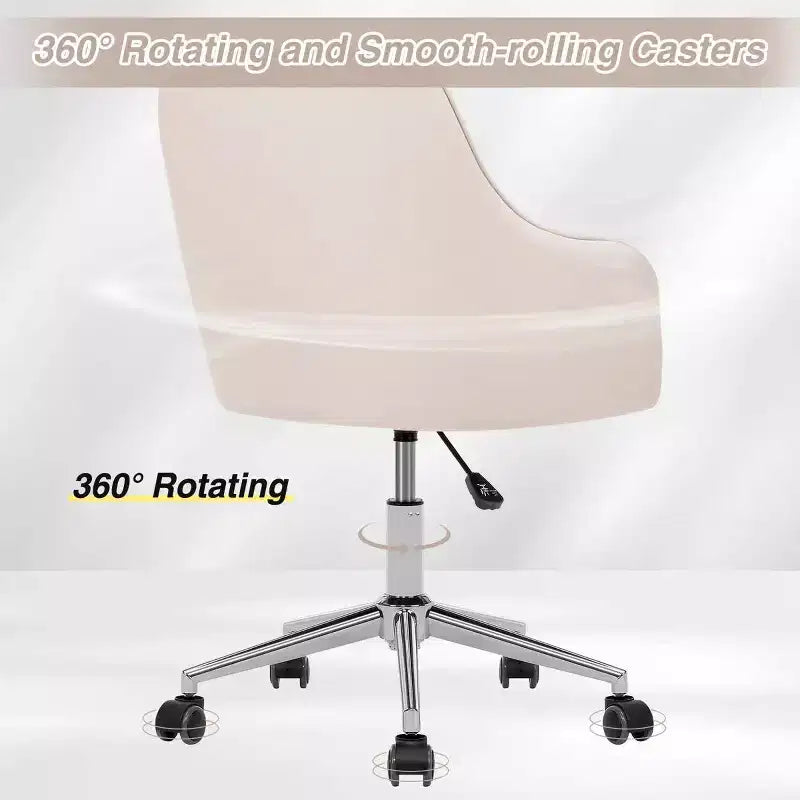 Fauteuil de bureau en velours avec pivot, hauteur réglable et roulettes fluides – Élégant et confortable pour le bureau à domicile, la coiffeuse et les dortoirs