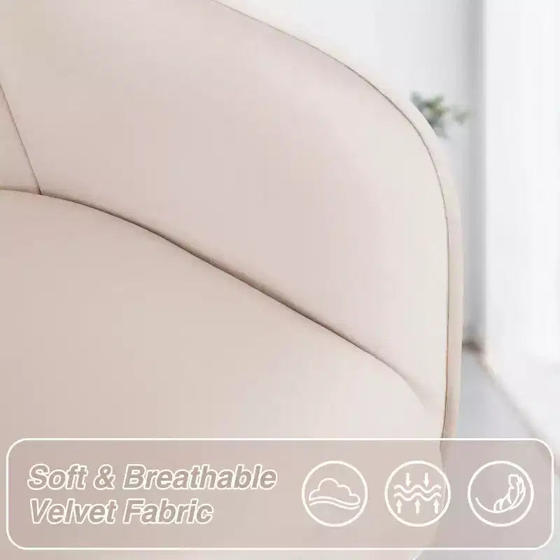Fauteuil de bureau en velours avec pivot, hauteur réglable et roulettes fluides – Élégant et confortable pour le bureau à domicile, la coiffeuse et les dortoirs