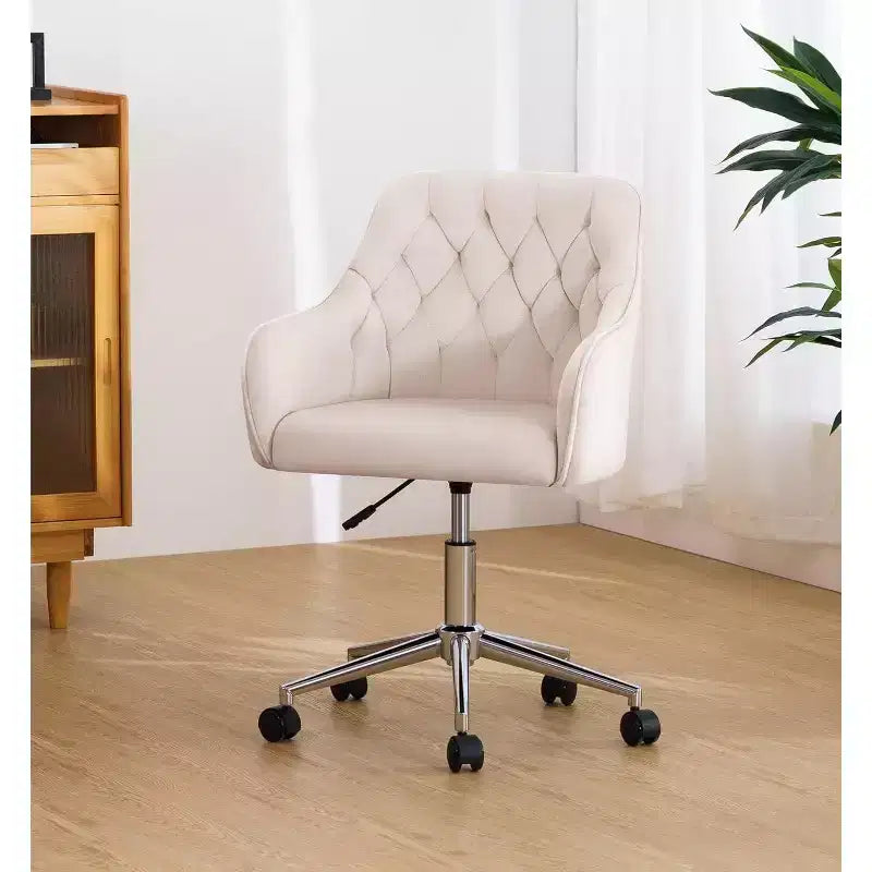 Fauteuil de bureau en velours avec pivot, hauteur réglable et roulettes fluides – Élégant et confortable pour le bureau à domicile, la coiffeuse et les dortoirs
