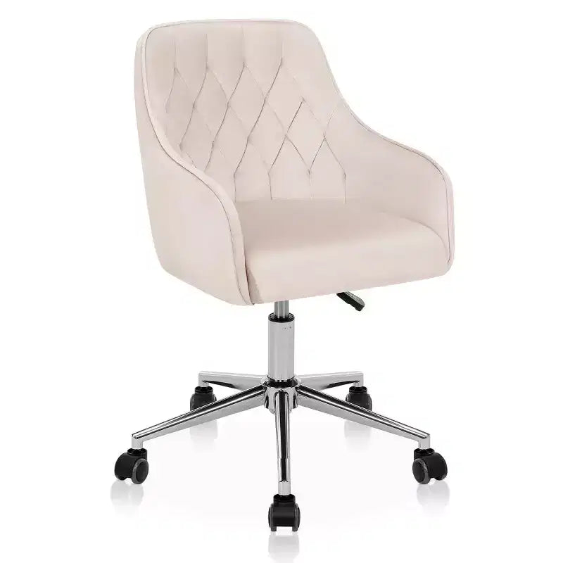 Fauteuil de bureau en velours avec pivot, hauteur réglable et roulettes fluides – Élégant et confortable pour le bureau à domicile, la coiffeuse et les dortoirs