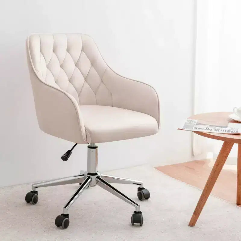 Fauteuil de bureau en velours avec pivot, hauteur réglable et roulettes fluides – Élégant et confortable pour le bureau à domicile, la coiffeuse et les dortoirs