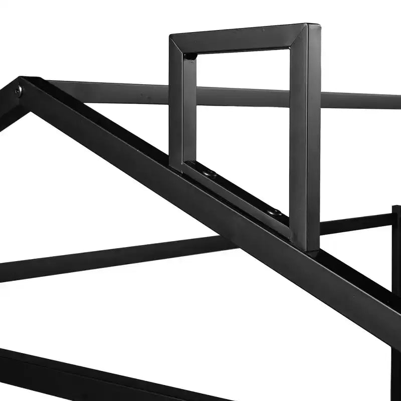 Lit en métal en forme de maison, taille Queen, noir