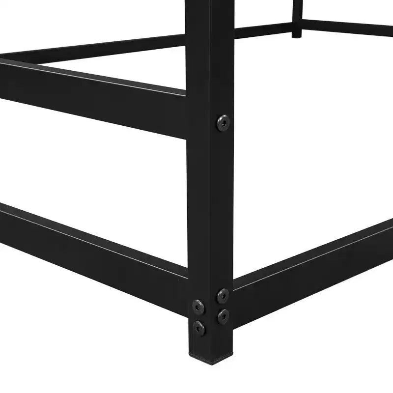 Lit en métal en forme de maison, taille Queen, noir