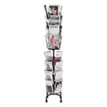 32-Pocket Rotating Card Display Stand with Wheels and Sign Holder - 360 Degree Spinning Rack