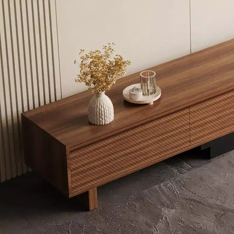 Meuble TV extensible Mid-Century Modern 78.74102.3 avec 3 tiroirs, façade texturée et console média moderne pour salon