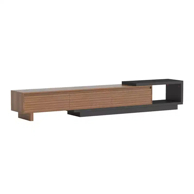 Meuble TV extensible Mid-Century Modern 78.74102.3 avec 3 tiroirs, façade texturée et console média moderne pour salon