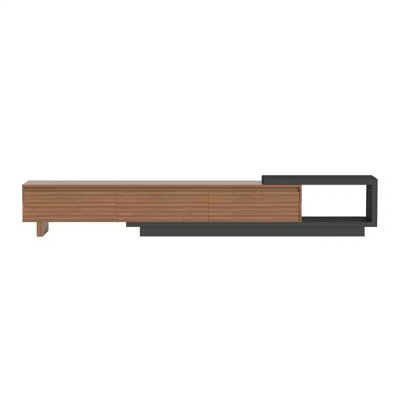 Meuble TV extensible Mid-Century Modern 78.74102.3 avec 3 tiroirs, façade texturée et console média moderne pour salon