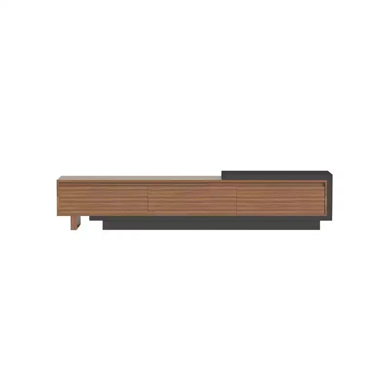 Meuble TV extensible Mid-Century Modern 78.74102.3 avec 3 tiroirs, façade texturée et console média moderne pour salon