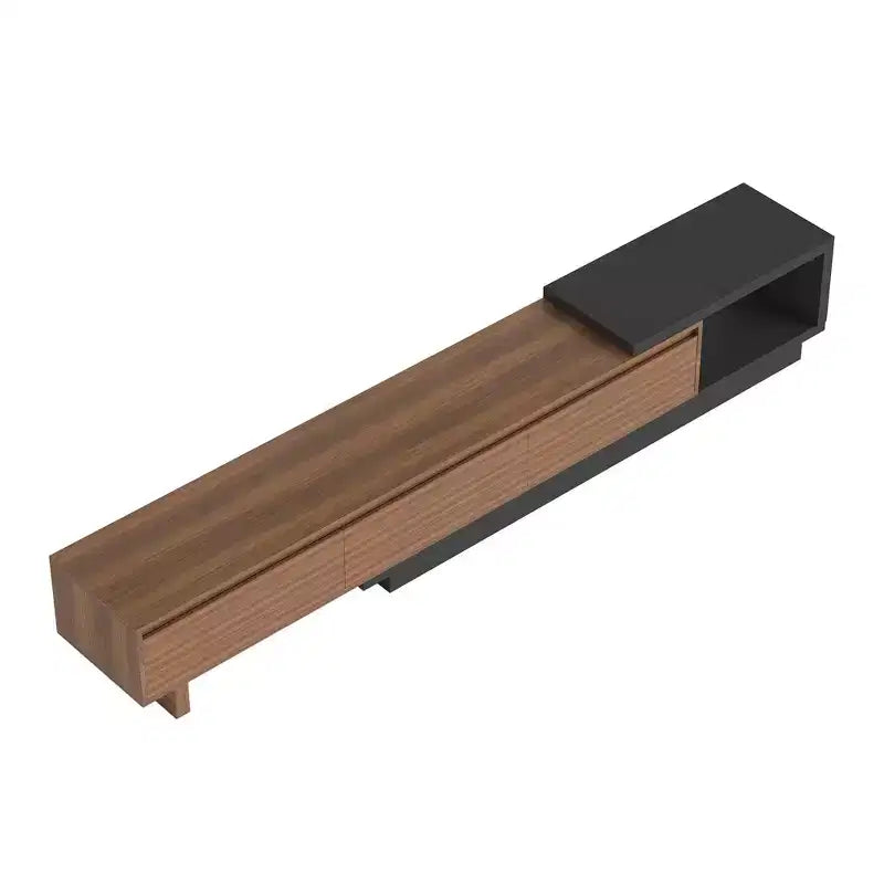Meuble TV extensible Mid-Century Modern 78.74102.3 avec 3 tiroirs, façade texturée et console média moderne pour salon