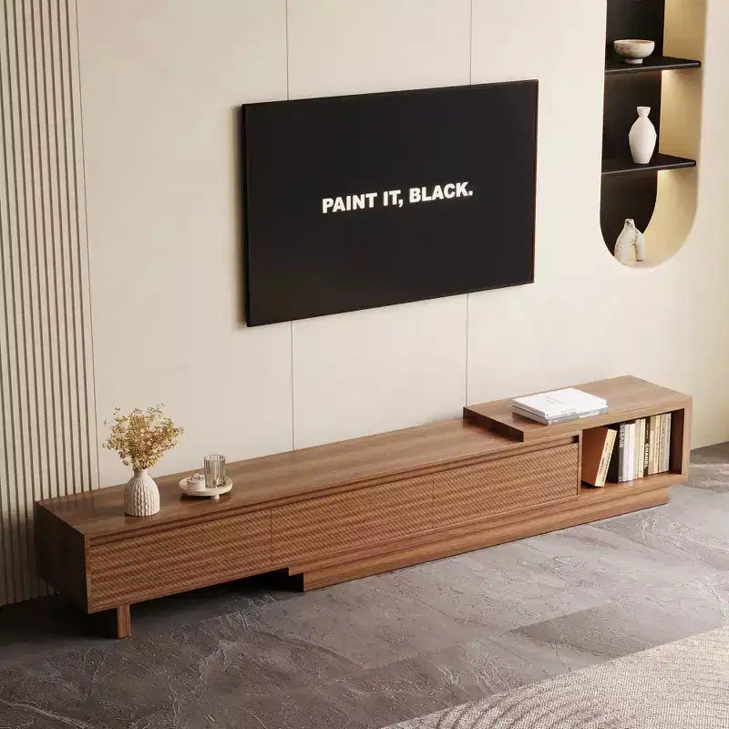 Meuble TV extensible Mid-Century Modern 78.74102.3 avec 3 tiroirs, façade texturée et console média moderne pour salon