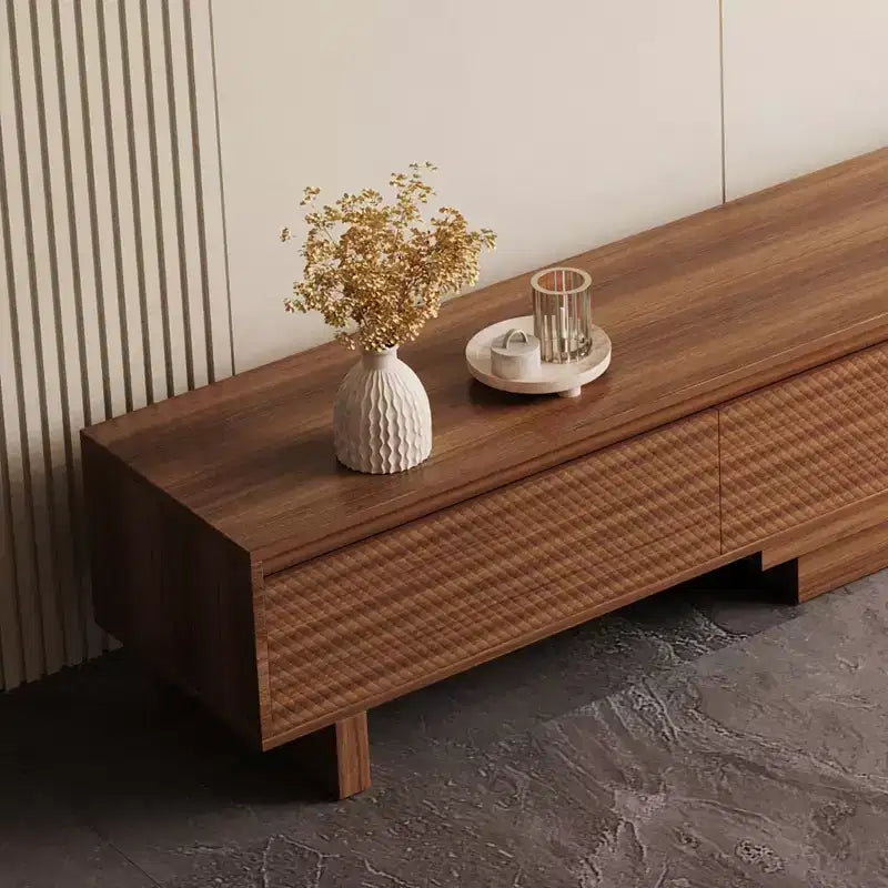 Meuble TV extensible Mid-Century Modern 78.74102.3 avec 3 tiroirs, façade texturée et console média moderne pour salon