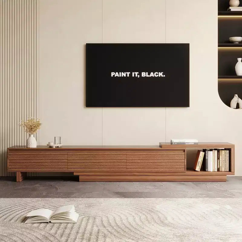 Luck Live Mid-Century Modern 78.74102.3 Extendable TV Stand with 3 Drawers, Textured Front Design & Modern Media Console for Living Room