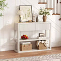 34.6 Tall Console Table - Fluted Entryway Table with 2 Drawers, 3-Tier Shelves, Wood Sofa Table for Living Room, Hallway, Foyer, Narrow Entrance