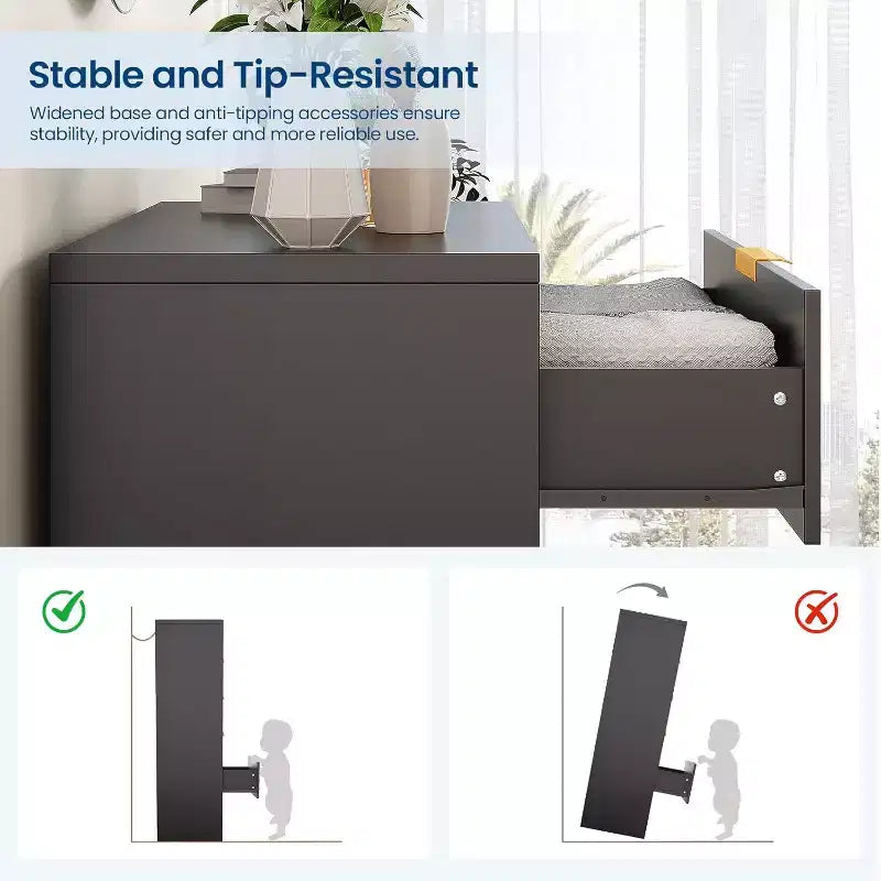 Commode haute à 5 tiroirs, commode moderne en bois avec glissières fluides et poignées métalliques dorées, armoire de rangement de 80 cm pour chambre à coucher, salon, entrée