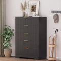 5 Drawers Tall Dresser, Modern Wood Chest of Drawers with Smooth Slides & Gold Metal Handles, 31.5 Storage Cabinet for Bedroom,Living Room,Entryway