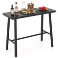 Costway Metal Frame Rectangle Dining Table Accommodates 4-6 People w/ Foot Pedal