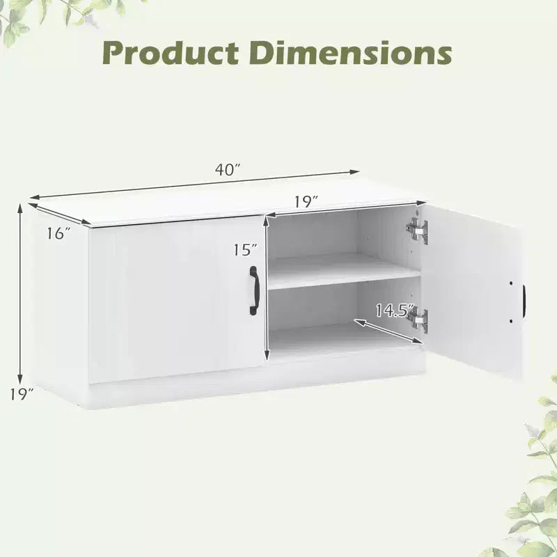 Banc à chaussures 2 portes avec étagères réglables et espace de rangement caché Naturel + Blanc/Blanc