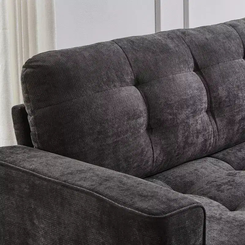 Canapé d'angle 126" avec console centrale, porte-gobelets, section en U, haut-parleurs Bluetooth intégrés et 2 poufs de rangement pour salon