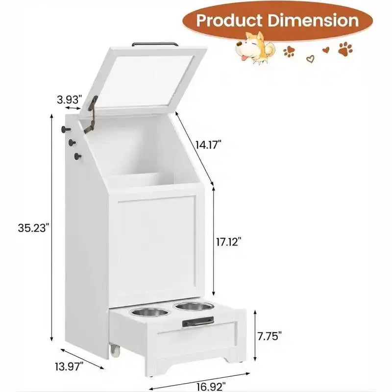 Station d'alimentation intégrée surélevée pour chien, distributeur de croquettes pliable pour chien, meuble d'alimentation moderne pour animaux de compagnie, pour cuisine, salle à manger